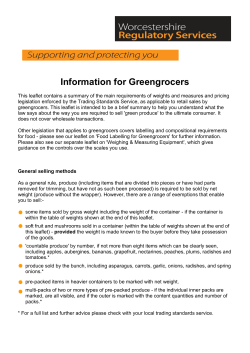 Information for Greengrocers