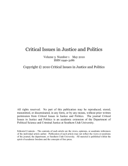 Critical Issues in Justice and Politics