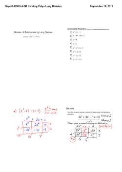 Sept 8 A2M1L4-SB Dividing Polys Long Division