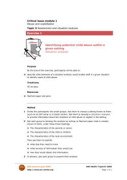 Exercise 1 Identifying potential child abuse within a given setting