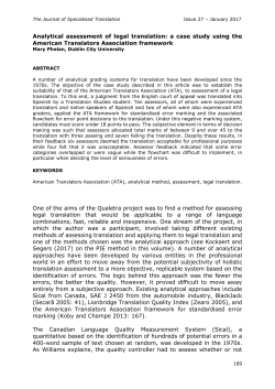 Analytical assessment of legal translation: a case study