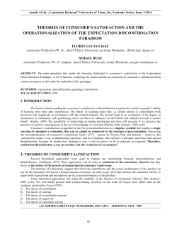 theories of consumer`s satisfaction and the operationalization of the