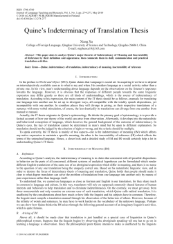 Quine`s Indeterminacy of Translation Thesis
