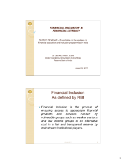 Financial Inclusion As defined by RBI