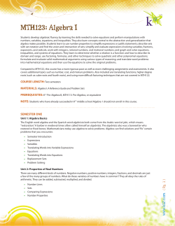 MTH123: Algebra I