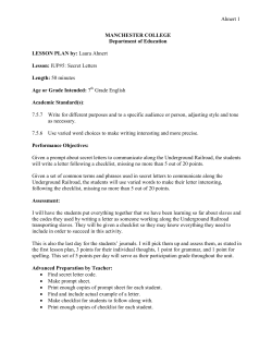 Laura Ahnert Lesson: IUP#5: Secret Letters Length: 50 minute
