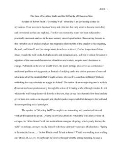 The Ease of Mending Walls and the Difficulty of