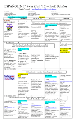 SPANISH 2 - 1ST 9WKS lesson plan overview