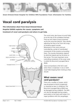 Vocal cord paralysis - Great Ormond Street Hospital