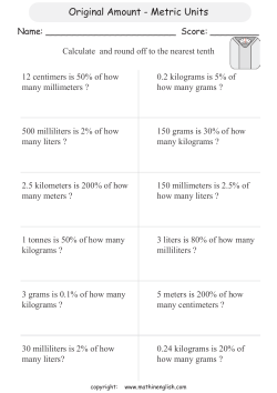 Original Amount - Metric Units
