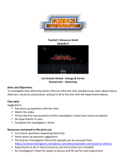 Teacher`s Resource Sheet ELECTRICITY