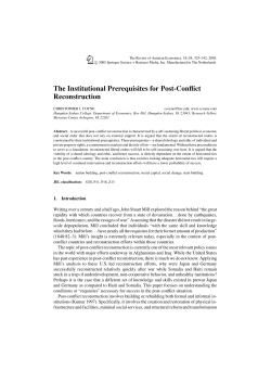 The Institutional Prerequisites for Post