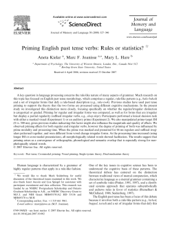 Priming English past tense verbs: Rules or statistics? q