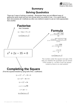 Factorise Formula Completing the Square