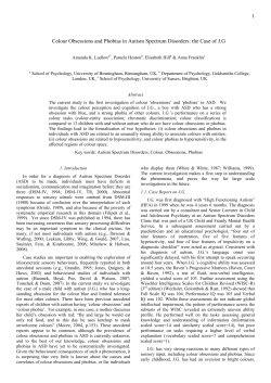 1 Colour Obsessions and Phobias in Autism Spectrum Disorders
