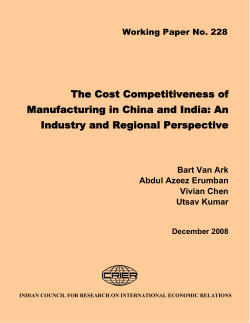 The Cost Competitiveness of Manufacturing in China and India: An