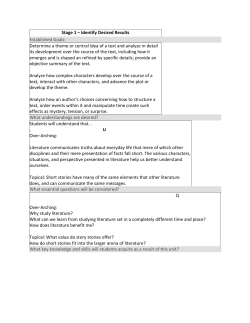 Stage 1 &ndash; Identify Desired Results Established Goals: Determine a