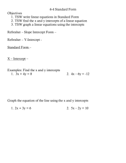 6-4 Standard Form Objectives 1. TSW write linear equations in