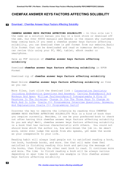 Chemfax Answer Keys Factors Affecting Solubility
