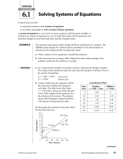 L E S S O N 6.1 Solving Systems of Equations