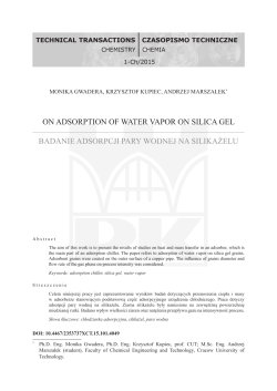 on adsorption of water vapor on silica gel badanie adsorpcji pary
