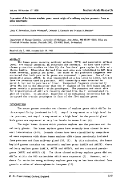 Expression of the human amylase genes: recent origin of a salivary