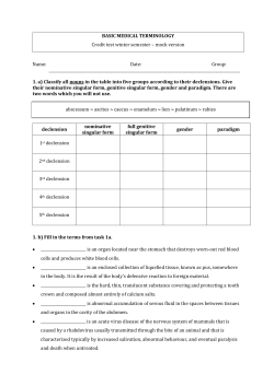 BASIC MEDICAL TERMINOLOGY Credit test winter semester