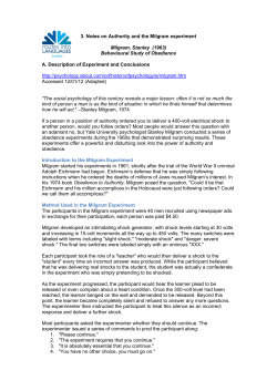 3. Notes on Authority and the Milgram experiment Milgram, Stanley