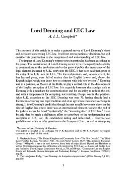 Lord Denning and EEC Law - The University of Buckingham Press