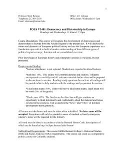 POLS V3401: Democracy and Dictatorship in Europe