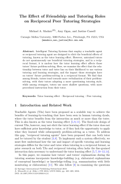 The Effect of Friendship and Tutoring Roles on Reciprocal Peer