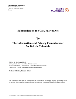 Submission on the USA Patriot Act To The Information and Privacy