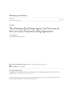 The Montana Real Estate Agent: An Overview of the Law and a