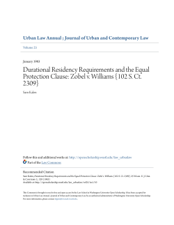 Durational Residency Requirements and the Equal Protection Clause