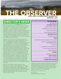 Observer Newsletter Q1 - Green Bank Observatory