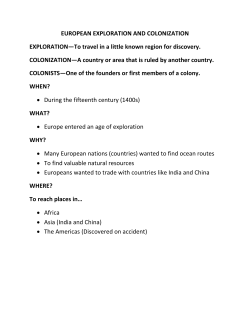EUROPEAN EXPLORATION AND COLONIZATION NOTES
