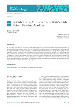 British Prime Minister Tony Blair`s Irish Potato Famine Apology