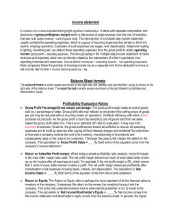 Income statement Balance Sheet formats Profitability