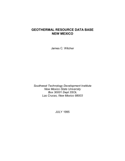 GEOTHERMAL RESOURCE DATA BASE