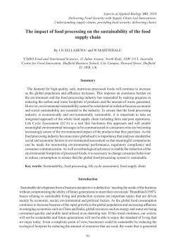 The impact of food processing on the sustainability of the food