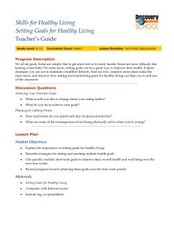 Skills for Healthy Living Setting Goals for Healthy Living