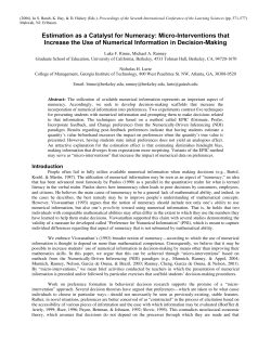 Estimation as a Catalyst for Numeracy: Micro