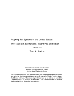 Property Tax System s in the United States: The Tax Base, Exem