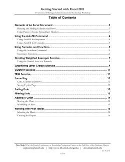 Getting Started with Excel 2011 - University of Michigan Library