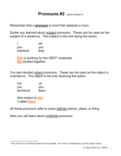 Pronouns #2 short version