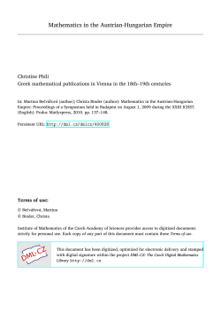 Mathematics in the Austrian-Hungarian Empire - DML-CZ