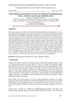 Physicochemical characteristics of water and sediment in