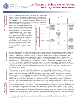 an overview of the taxonomy for doctoral programs, directors, and