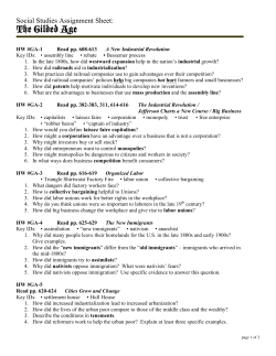 Gilded Age Assignment Sheet `13-14