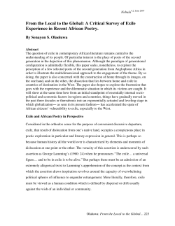 From the Local to the Global: A Critical Survey of Exile Experience in